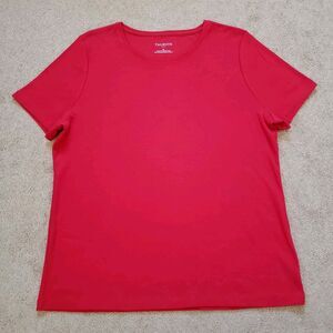 Talbots Women's Plain Classic Soft Cotton Short Sleeves Shirt Vibrant Red XL